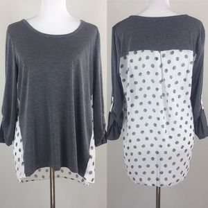 Pixley Stitch Fix Gray Polka Dot Top EUC
